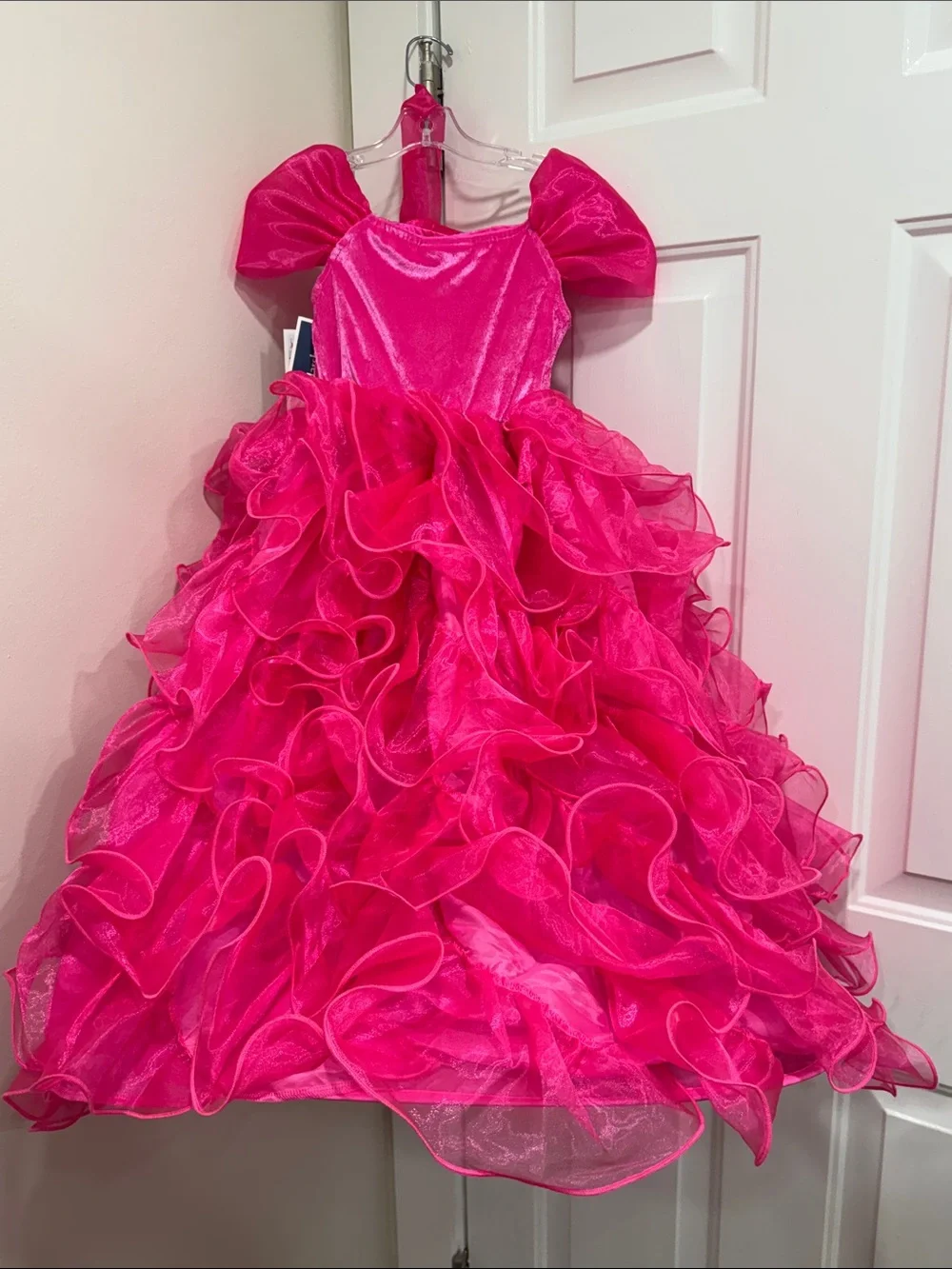 Girls Fuchsia Ruffled Princess Dress & Crown NWT
